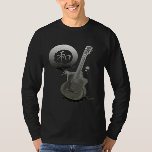 T-shirt Acoustic Guitar & Japanese Zen Circle (Devant)
