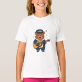 T-shirt Acoustic Guitar Playing Sailor Bear Kids (Devant)