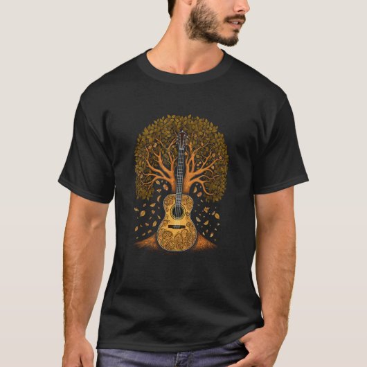 T-shirt Acoustic Guitar Tree of Life Guitar Tree (Devant)