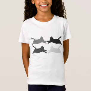 T-Shirt Acrobat Black Grey Silhouette Chats Tee - shirts