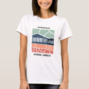 T-shirt Acropole Athènes Grèce Voyage abstrait art floral