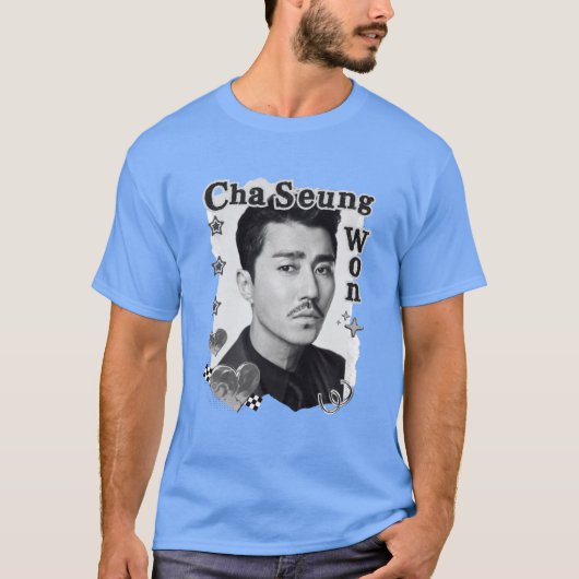 T-shirt Acteur coréen Cha Seungwon Collage noir et blanc (Devant)