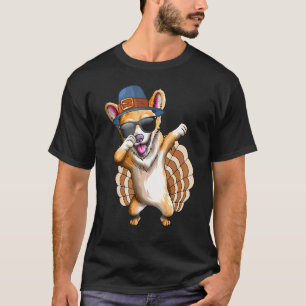 T-shirt Action de grâce Dabbing Dinde Corgi Enfants Jour P