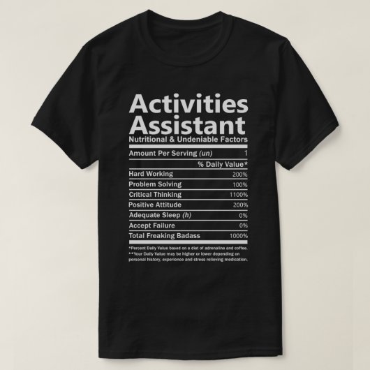 T-shirt Activités Assistante Alimentation Et Indéniable Fa (Design devant)
