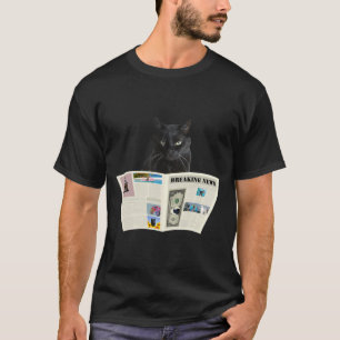 T-shirt Actualités en direct du journal Chat noir au journ