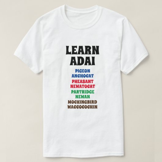 T-shirt Adai - Pigeon, faisan, perdrix, Mockingbird (Design devant)