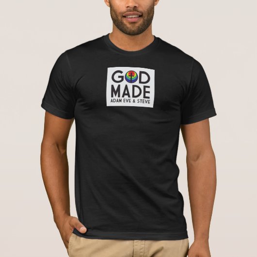 T-shirt Adam Ève et pièce en t noire de Steve (Devant)
