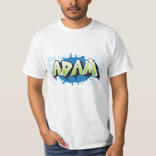 T-shirt Adam Your Name Graffiti Brick Wall Stylized (Devant)