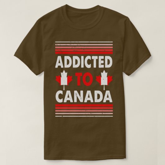 T-shirt Addicité Au Canada Feuille D'Érable Rouge Rétro Vi (Design devant)