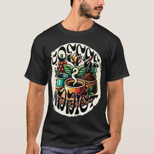 T-shirt Addict au café (Devant)