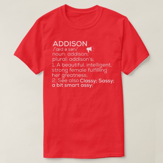 T-shirt Addison Nom Addison Définition Addison Femme Nam (Design devant)