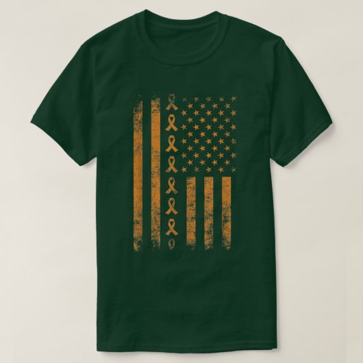 T-shirt ADHD Awareness US Flag Orange Ribbon Matching Tee (Design devant)