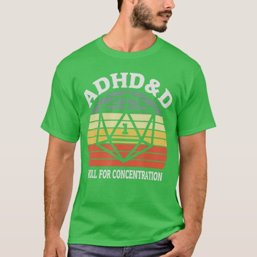 T-shirt ADHDD Roll For Concentration Funnyableop Gamer ret (Devant)