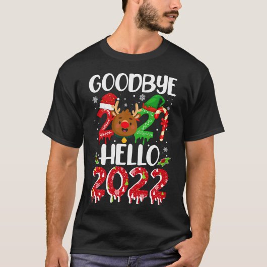 T-shirt Adieu 2021 Bonjour 2022 Bonne année et Joyeux Chr (Devant)