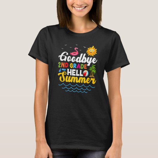 T-shirt Adieu 2e année Enseignant élèves Hello Summe (Devant)