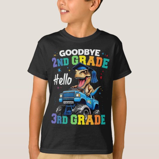 T-shirt Adieu 2e grade T Rex Monster Truck (Devant)