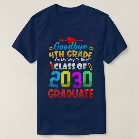 T-shirt Adieu 4e Classe De 2033 Gradué Maître (Design devant)