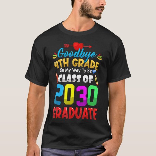 T-shirt Adieu 4e Classe De 2033 Gradué Maître (Devant)