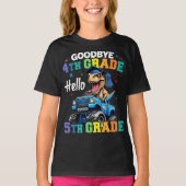 T-shirt Adieu 4e grade T Rex Monster Truck Graduation (Devant)