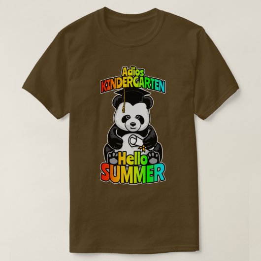 T-shirt Adios Kindergarten Hello Summer Funny Happy Panda (Design devant)