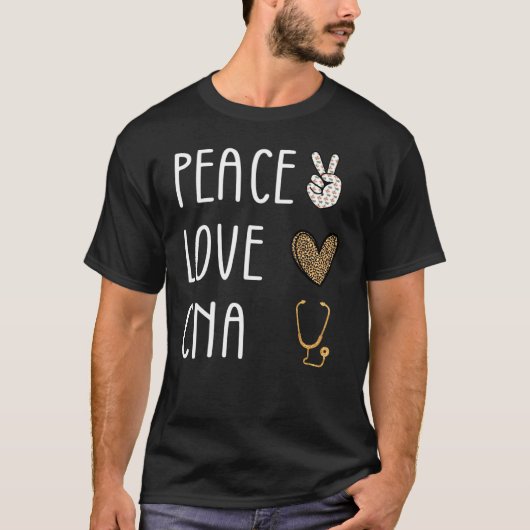 T-shirt Adjointe en soins infirmiers certifiée Peace Love (Devant)