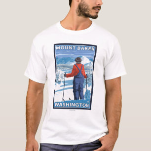 T-shirt Admirer de skieur - Baker de bâti, Washington