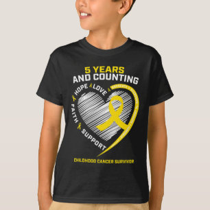 T-shirt Ado Garçons Filles Enfants 5 ans Or Enfance Cancer