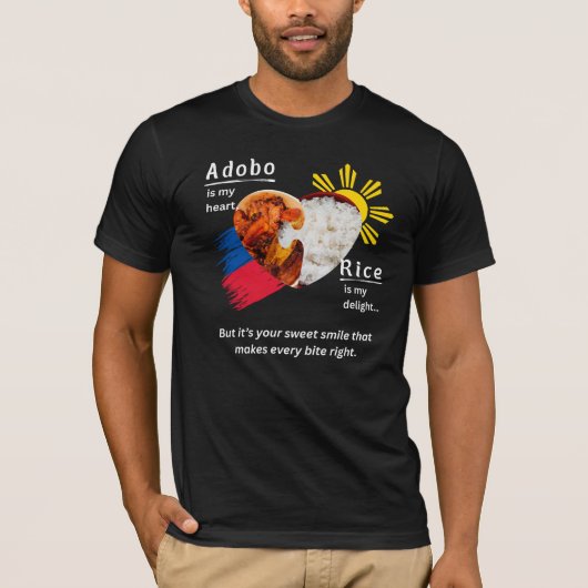 T-shirt Adobo + Riz = Véritable Amour (Devant)