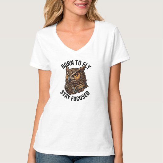 T-shirt ADOM Conçu Pour Voler Conception de Hibou (Devant)
