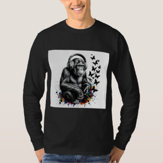 T-shirt ADOM Premium "Gorille de la Musique" Manches Longu