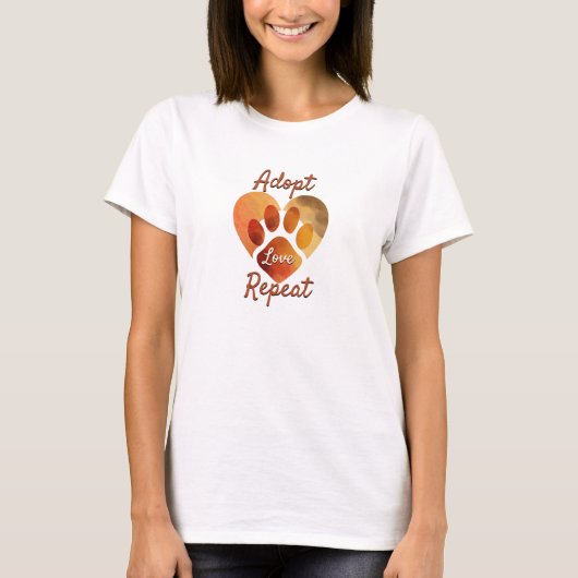 T-shirt Adopt Love Repeat Warm Earthy Paw Art (Devant)