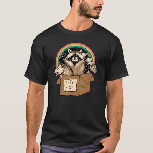 T-shirt Adopter Chats Interdits Dans Box Raccoon Skunks Po (Devant)