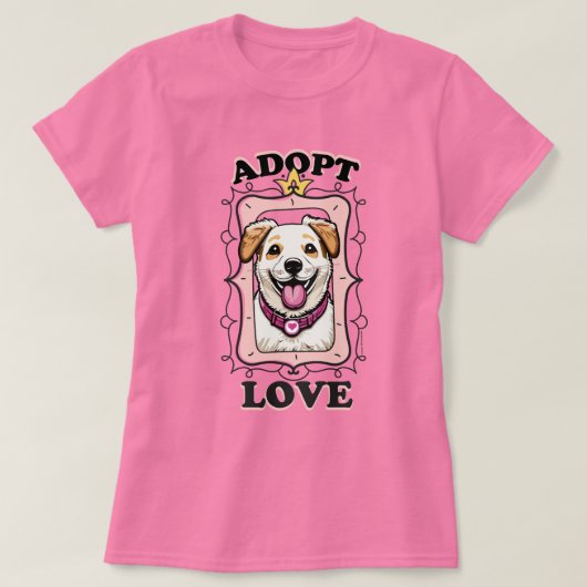 T-shirt Adopter l'amour (Adopter un chien) (Design devant)