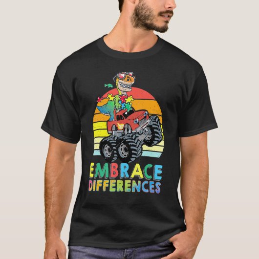 T-shirt Adopter les différences Autisme dinosaure Monster (Devant)
