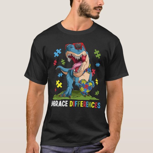 T-shirt Adopter les différences dinosaure enfants garçons (Devant)