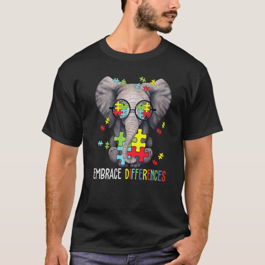T-shirt Adopter les différences Éléphant drôle de sensibil (Devant)