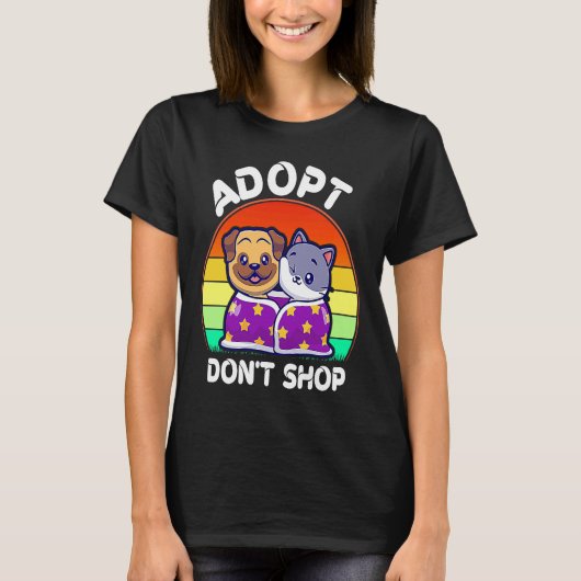 T-shirt Adopter Ne pas Acheter Tout Adopter Chat Chien Fam (Devant)
