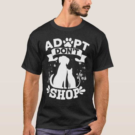 T-shirt Adopter Ne Shop Shirt Secourir Animaux Chien Chat (Devant)