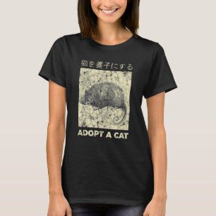 T-shirt Adopter Un Chat Japonais Noir Et Blanc