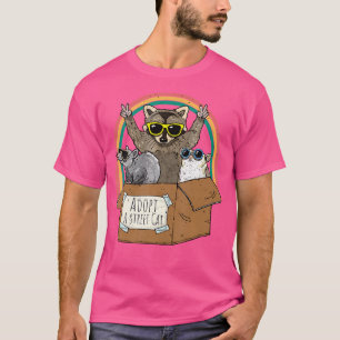 T-shirt Adopter Un Street Cat Team Trash Raccoon Opossum S