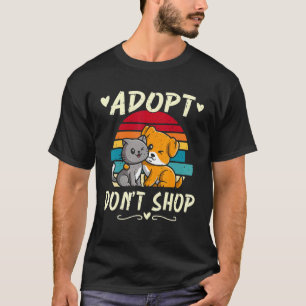 T-shirt Adoptez Ne Faites Pas D'Achats Animaux Chien Chat 