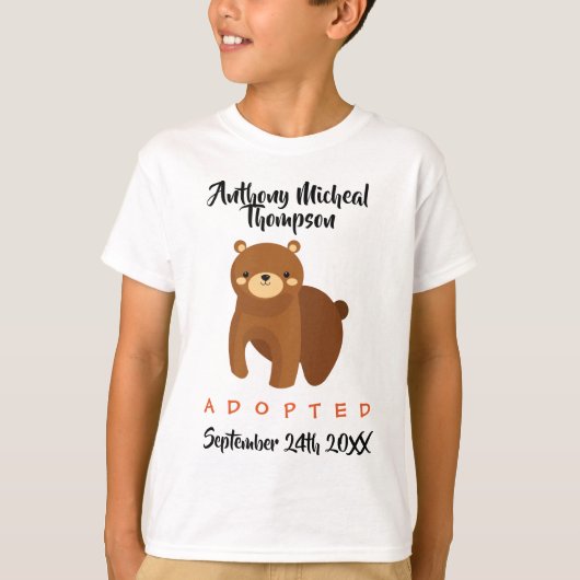 T-shirt Adoption adoptée d'ours Brown - chemise nommée (Devant)