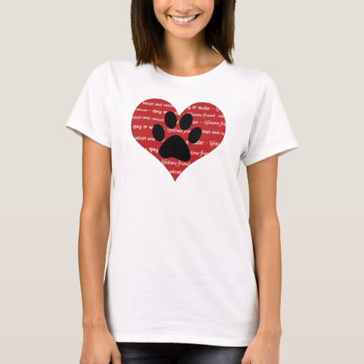 T-shirt Adoption d'animaux de compagnie et secourir coeur (Devant)