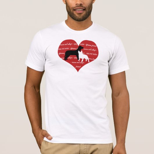 T-shirt Adoption du chien et secourir le coeur (Devant)