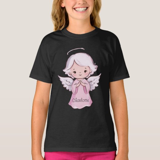 T-shirt Adorable Angel Girly Nom noir (Devant)