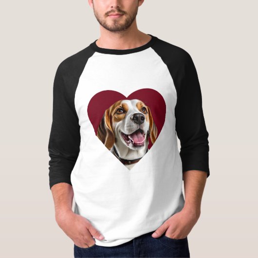 T-shirt Adorable Beagle in Heart Shape Design (Devant)
