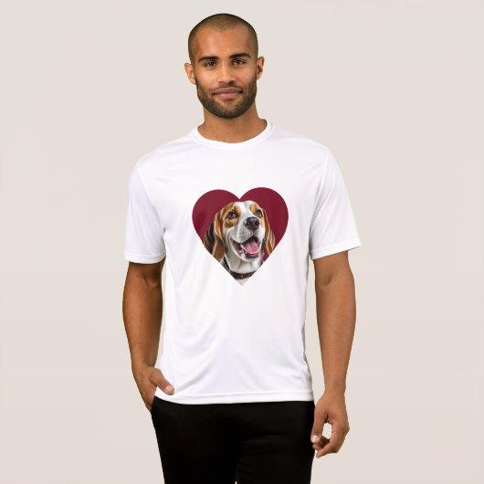 T-shirt Adorable Beagle in Heart Shape Design (Devant entier)