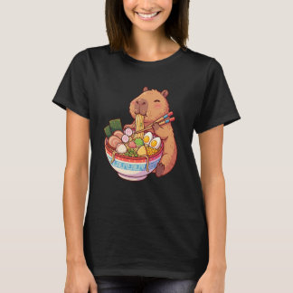 T-shirt Adorable Capybara Eating Ramen Noodles Kawaii Desi