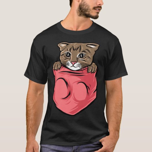 T-shirt Adorable Cat  and Cute Kitten Pocket Style (Devant)