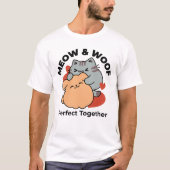 T-shirt Adorable chat et chien Hug - Meow & Woof Design (Devant)
